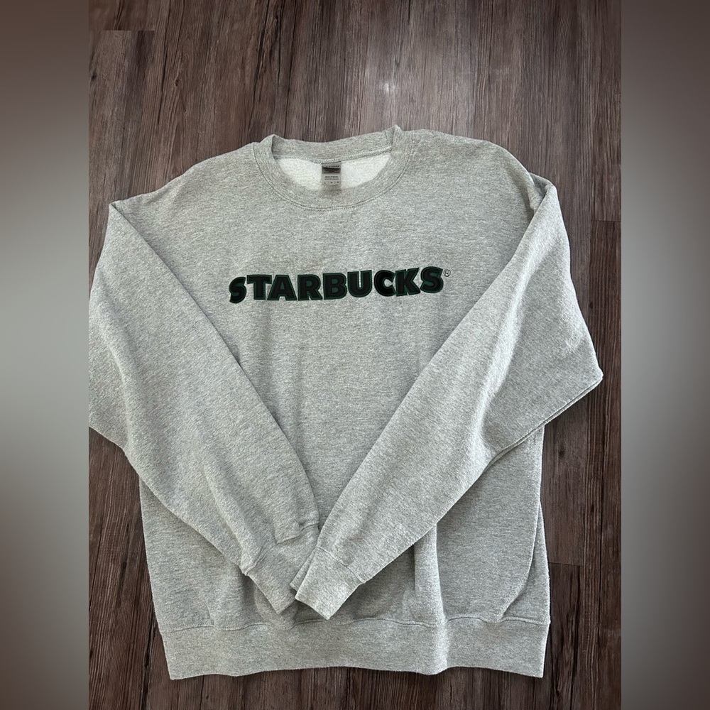 Starbucks- grey embroidered crew neck